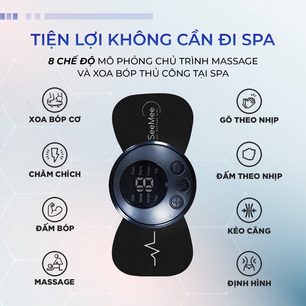 Máy massage cầm tay Smilee, 19 cường độ massage cổ vai gáy, lưng, bắp tay giúp giảm ê mỏi, lưu thông khí huyết.