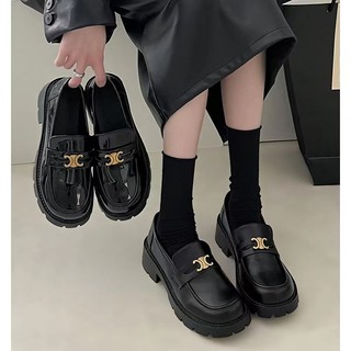 Giày da nữ đế cao 5cm phong cách hàn quốc