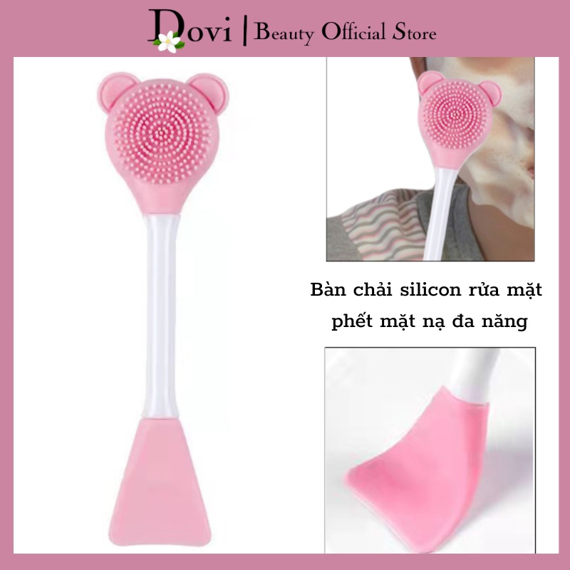 Cọ Quét Mặt Nạ Silicon 2 Trong 1 Có Đầu Rửa Mặt Nạ Tiện Dụng