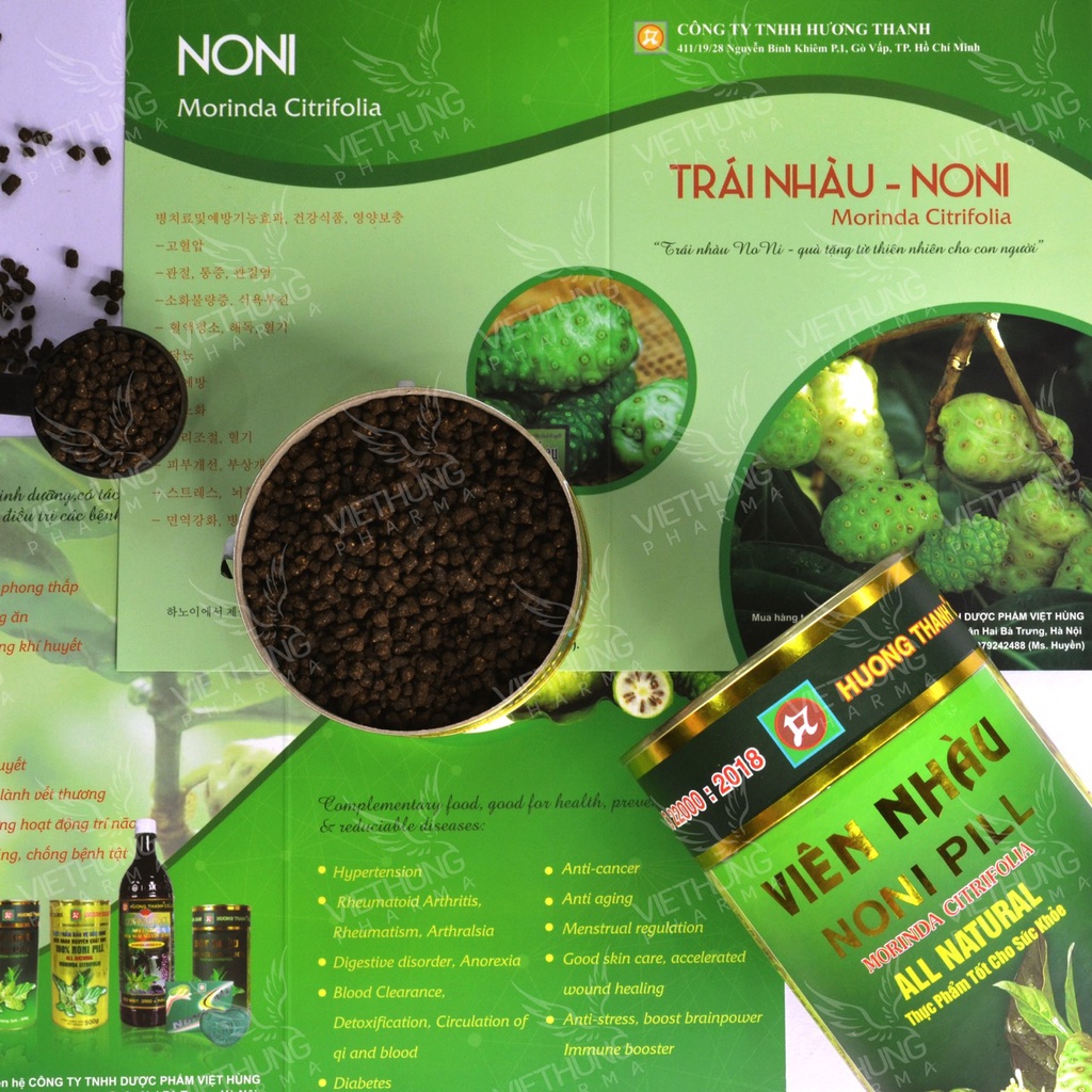 Viên Nhàu Noni Mật Ong Hương Thanh, Noni Pill 90% Từ Quà Nhàu, Bổ Xương Khớp, Giảm Đau Lưng, Tăng Đề Kháng, Hộp 500g