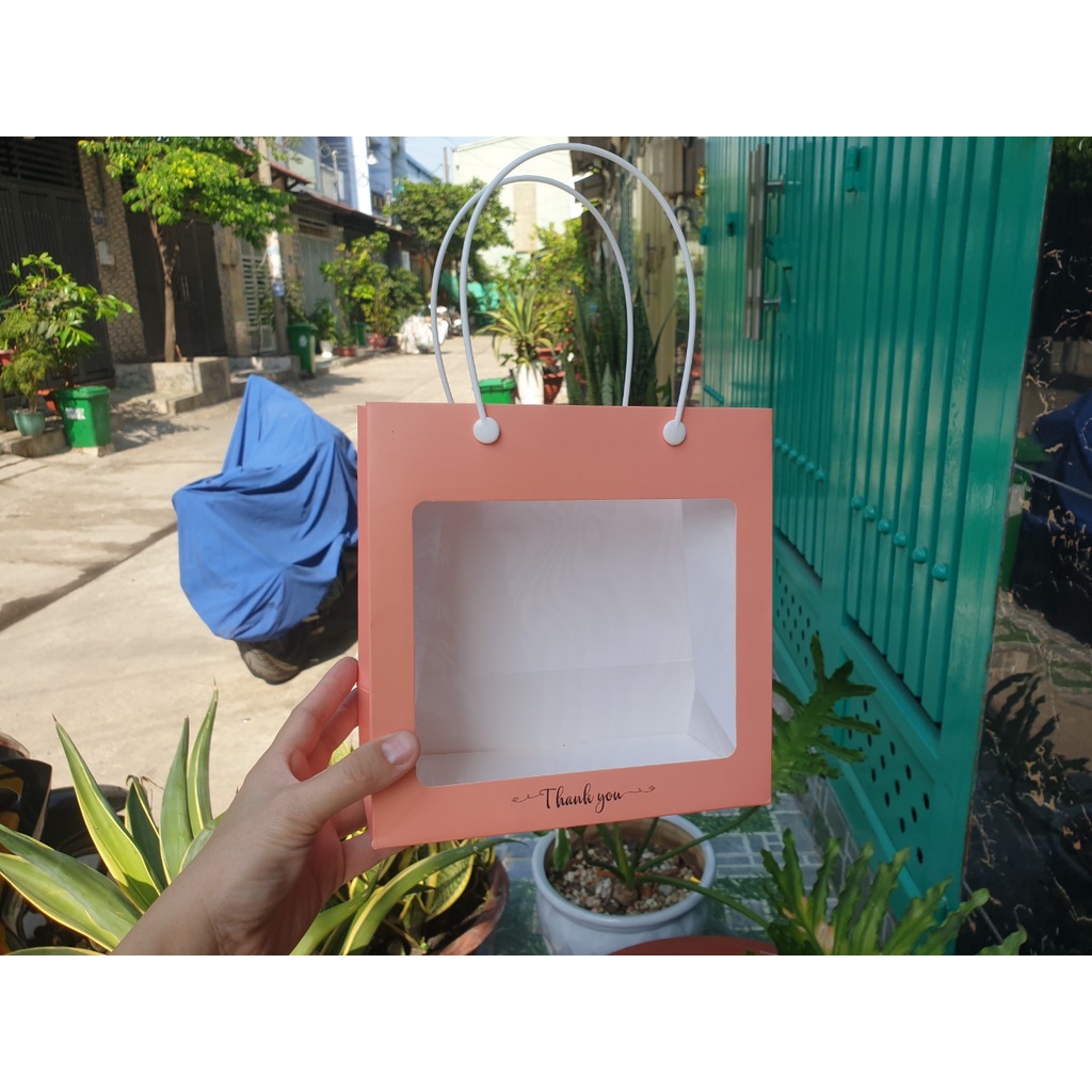 25 cái - Túi giáy mica mặt kiếng đựng phụ kiện,quà tặng,hoa khô - Mẫu 60M cam