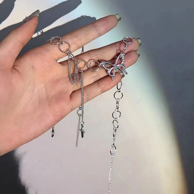 Vòng Cổ Choker Bằng Bạc Mặt Bướm Mát Mẻ Mẫu Mới 2023 Dành Cho Bạn Nữ Ins