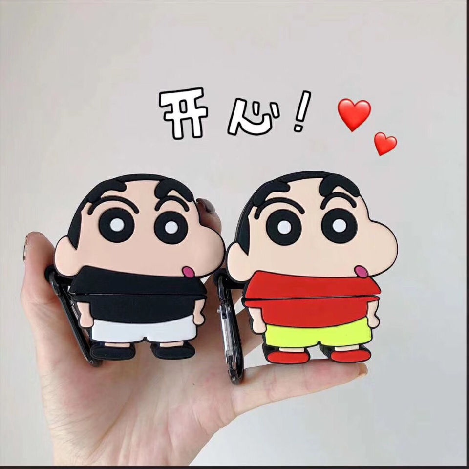 Vỏ Bảo Vệ Hộp Sạc Tai Nghe Bluetooth Không Dây Airpods Pro3 1 / 2 / 2 Bằng Silicon Hình Cậu Bé Bút Chì Shin-Chan Dễ Thương