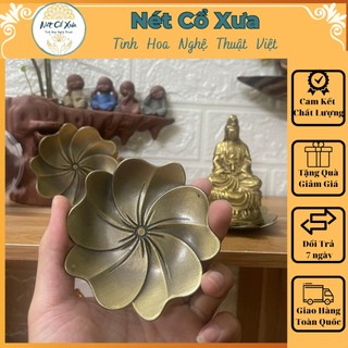 Đĩa hoa sen hợp kim đồng trưng bày làm chân nến