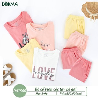 Bộ cộc tay bé gái chất cotton mềm mát dokma db 1427 và db1500