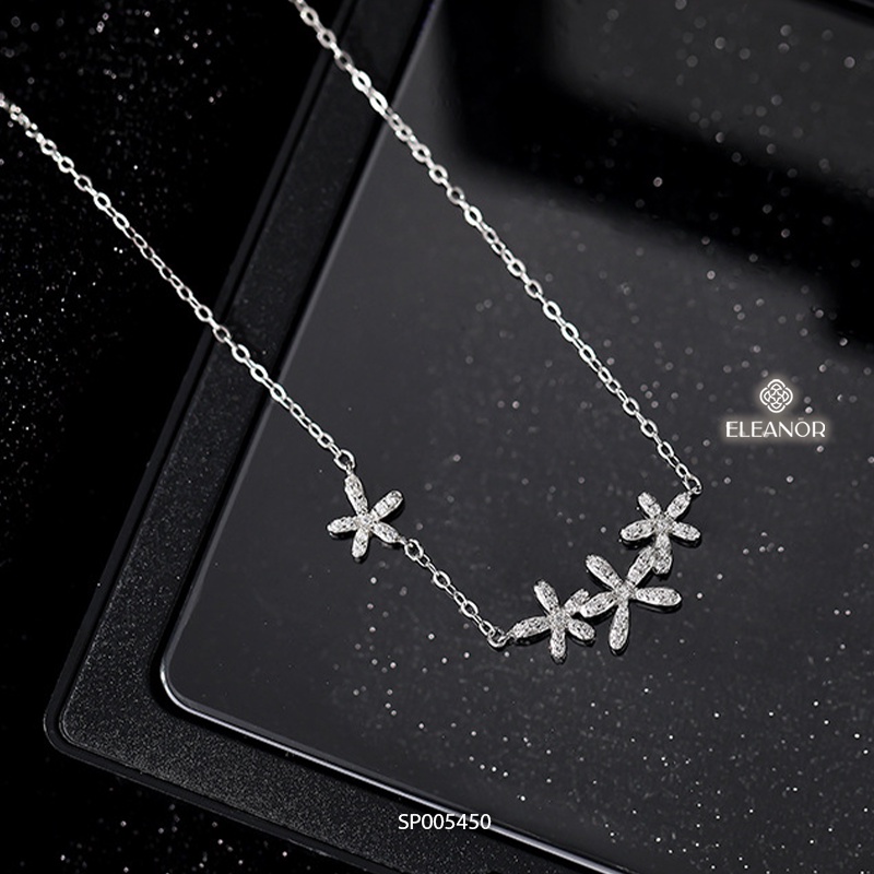 Dây chuyền nữ bạc 925 Eleanor Accessories mặt hình hoa đính đá sang trọng phụ kiện trang sức thanh lịch 5450
