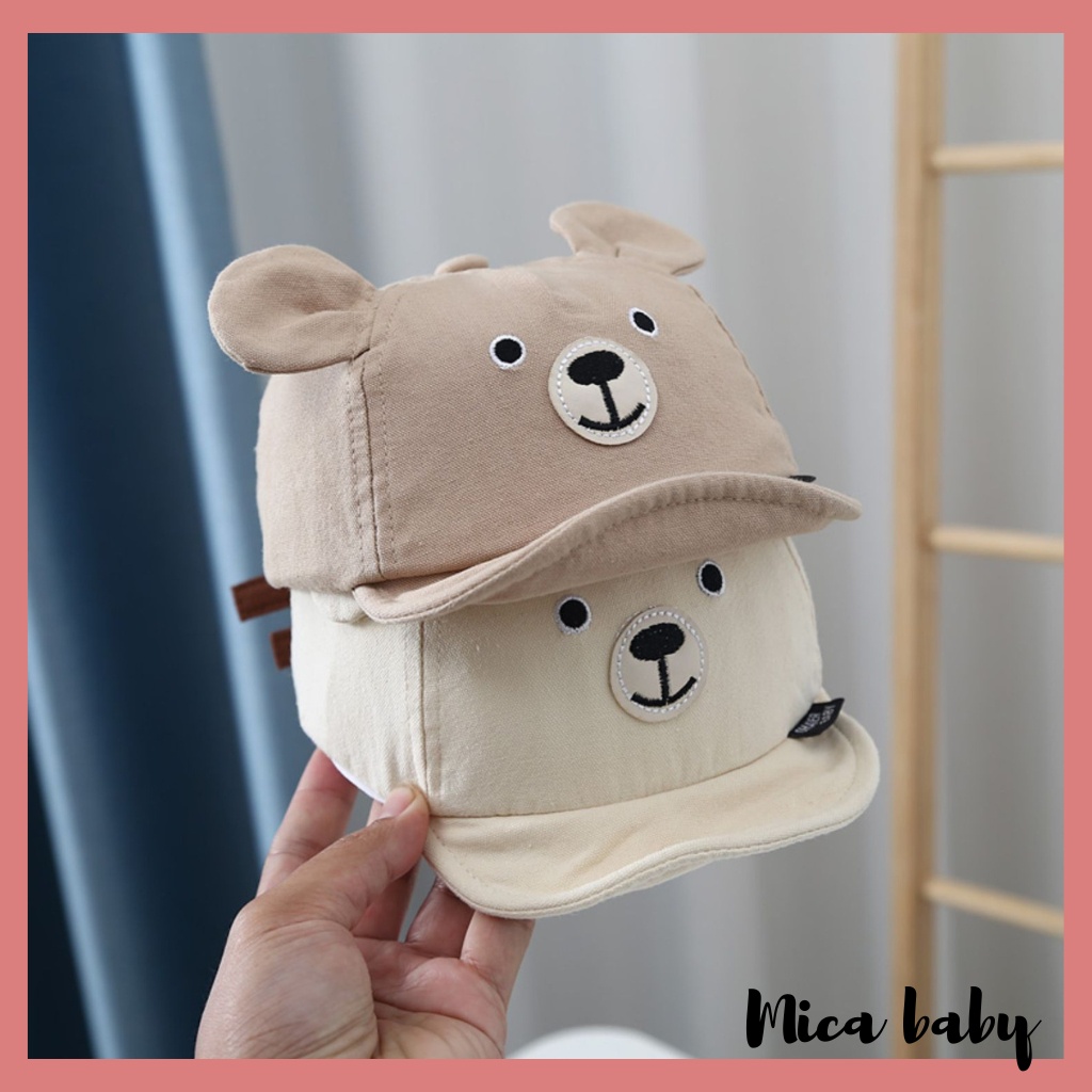 Mũ lưỡi trai trẻ em hình mặt cún chất kaki có nấc điều chỉnh đáng yêu cho bé MH230 Mica baby