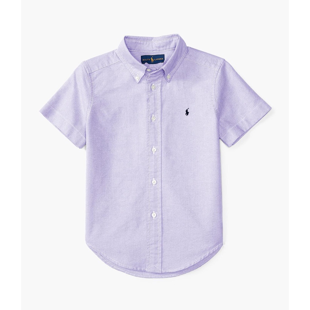 Áo Sơ Mi Tay Ngắn Chất Mềm Màu Trơn & In Hình Mini cho Bé Trai