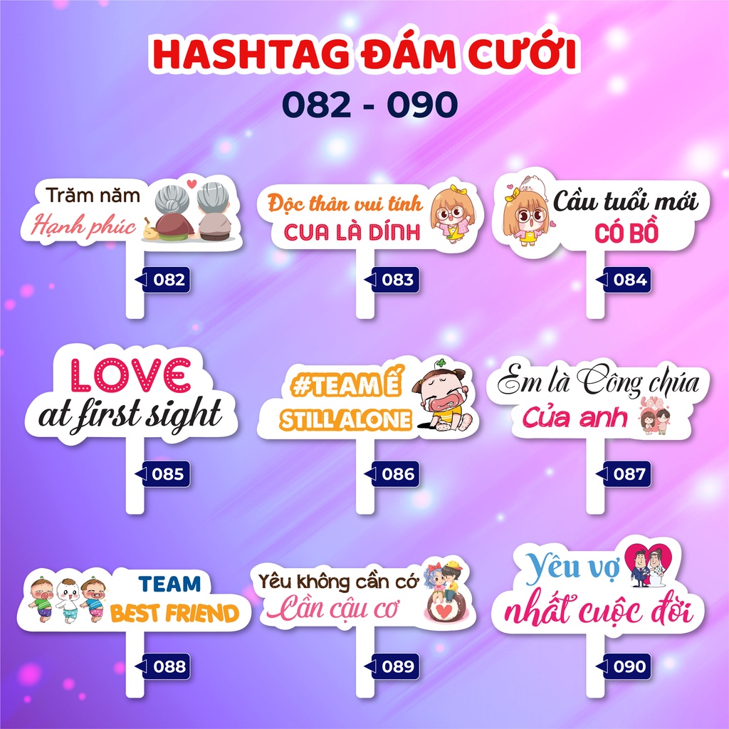 Bảng hashtag cầm tay chụp hình đám cưới