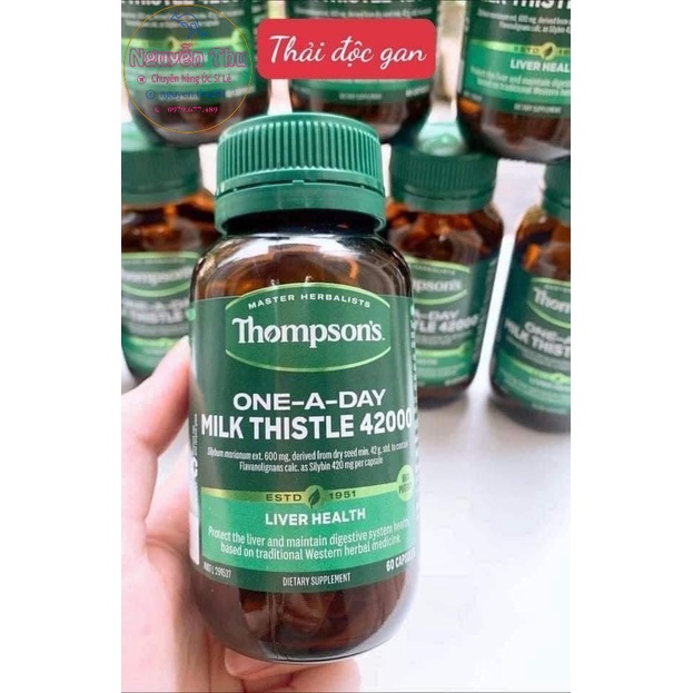 Viên hỗ trợ chức năng gan, thải độc gan, bổ gan, mát gan Thompson's One A Day Milk Thistle 42000mg 60 viên Úc