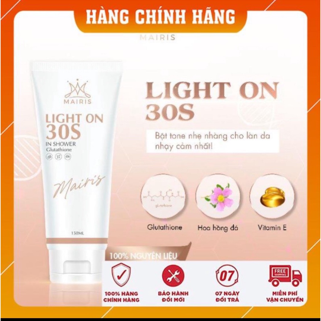 Combo Tắm Ủ Trắng 30s Light On Và Body Truyền Trắng 3 Days Mairis, Tẩy Tế Bào Chết, Dưỡng Trắng Mịn, Chống Nắng