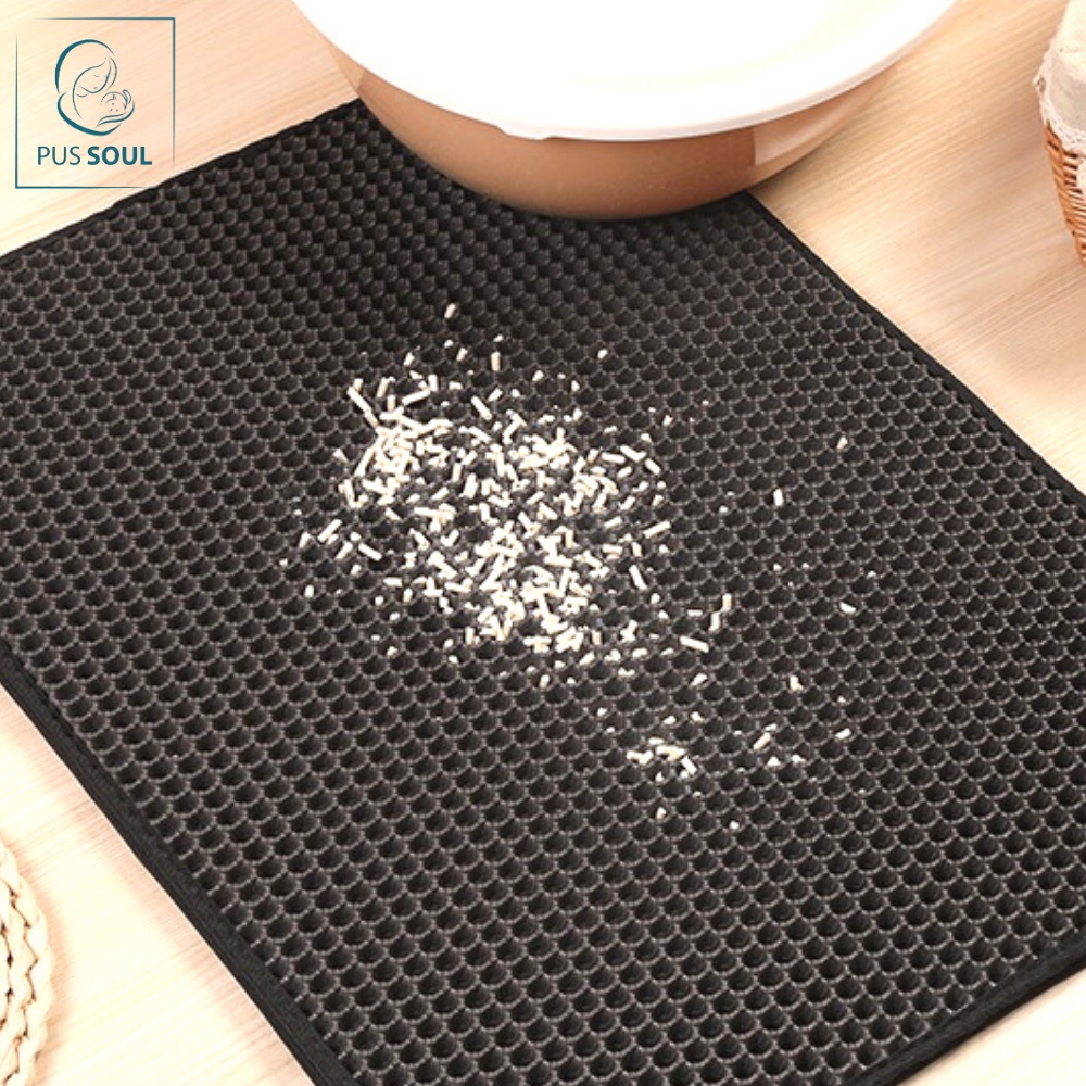 PusSoul - Thảm Hứng Cát Mèo Size Lớn 60x45cm - Thảm Lót Chống Văng Cát Cho Mèo, Chống Cát Mèo Rơi Vãi