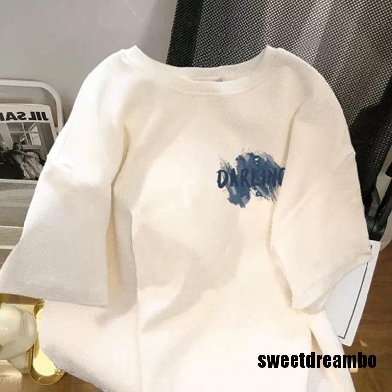 Áo Thun Tay Ngắn Cổ Tròn Dáng Rộng In Hình Thời Trang Mùa Hè Cho Nữ