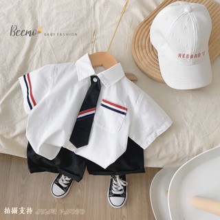 Bộ Sơ Mi Cà Vạt Phối Kẻ Cá Tính