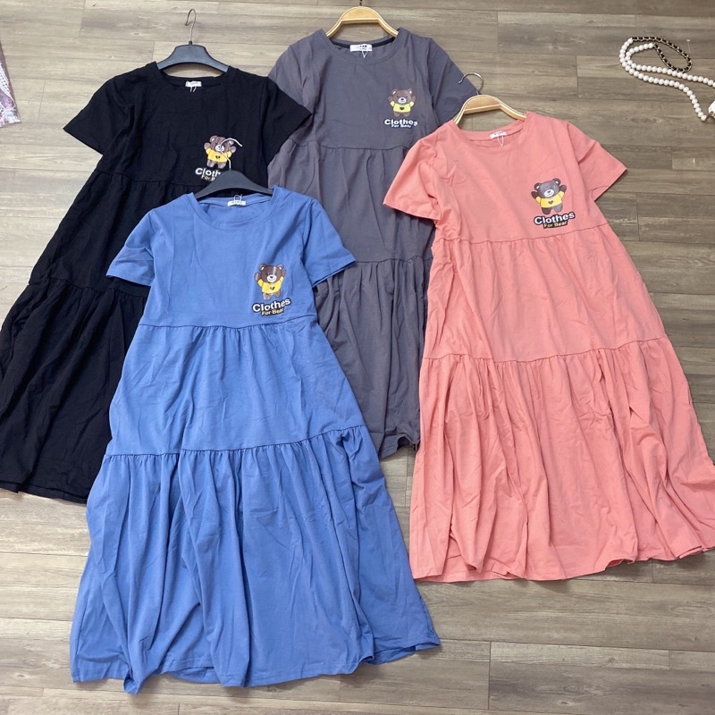 (40-75kg) Đầm bầu thun cotton co giãn - Váy bầu mùa hè có sẵn tại Oanhltk