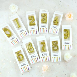 Nến Số Nhũ Vàng Nghệ Thuật Cao 5.5Cm Rộng 3.5Cm  - Phụ Kiện Trang Trí Bánh Kem - Nến Sinh Nhật