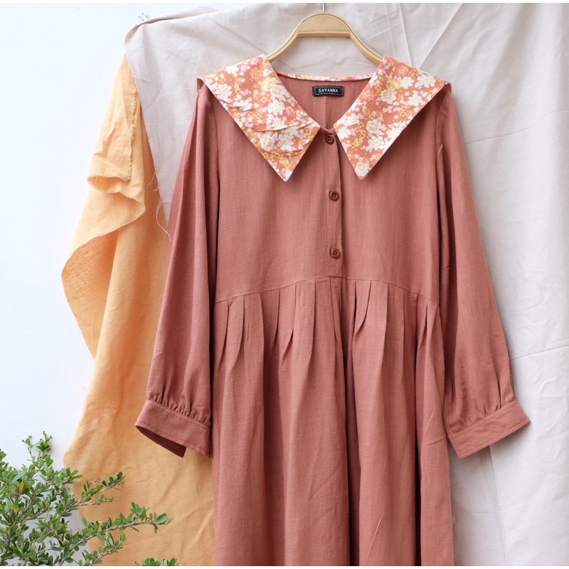 Đầm baby doll linen phối cổ thuỷ thủ by Savanna