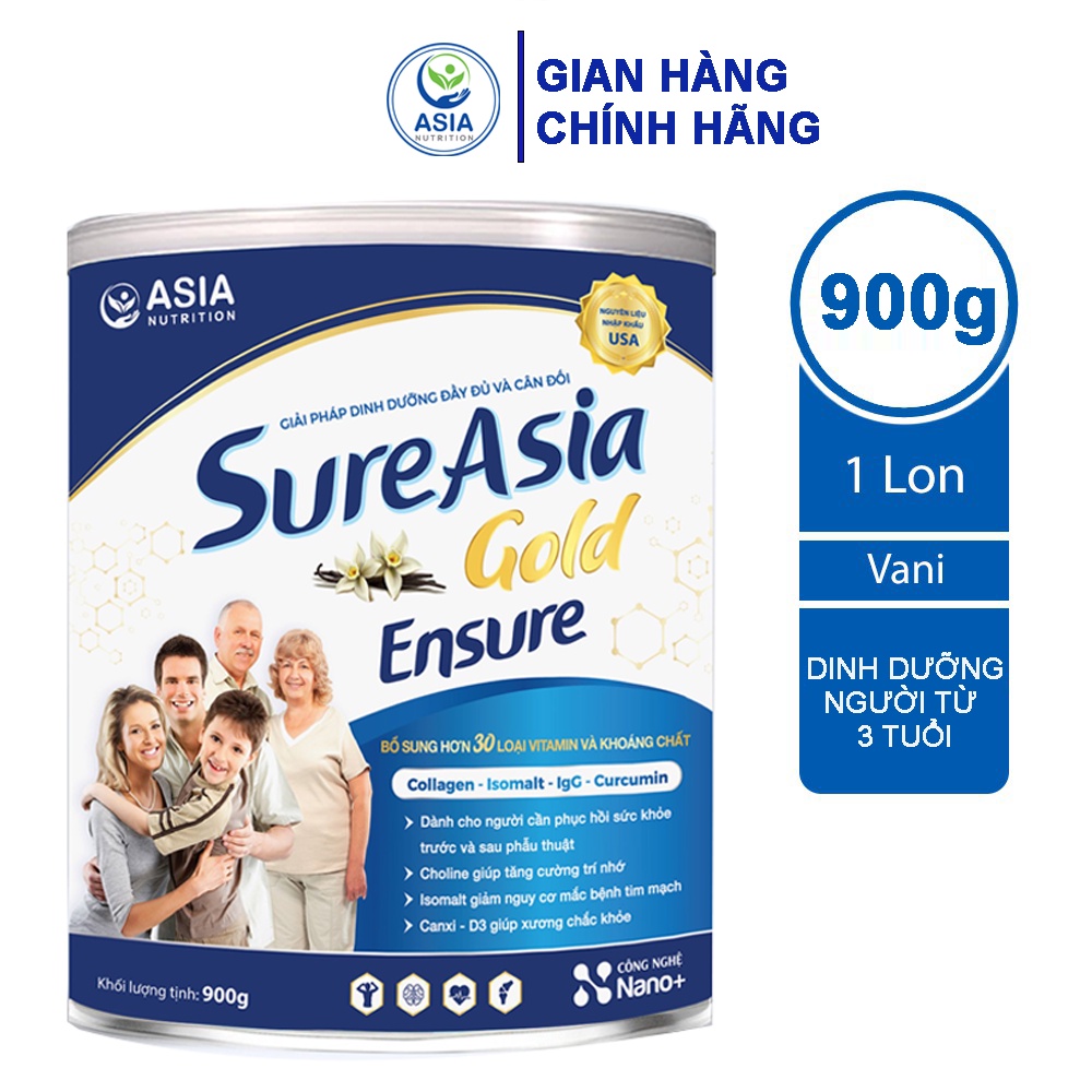 Sữa Sure Asia Gold Ensure 900g chính hãng nguyên liệu nhập khẩu từ Hoa Kỳ thượng hạng