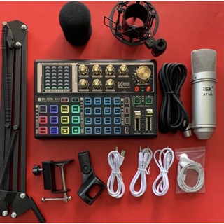 Chọn Bộ Thu Âm Livestream Mới Nhất Sound Card K300 Pro Max bản 2023 + Mic ISK AT100 Chính Hãng tặng tai nghe nhét