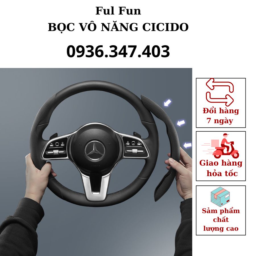Bọc vô lăng chính hãng Cicido cao cấp, ốp vô lăng cao cấp, vỏ bọc vô lăng bền đẹp