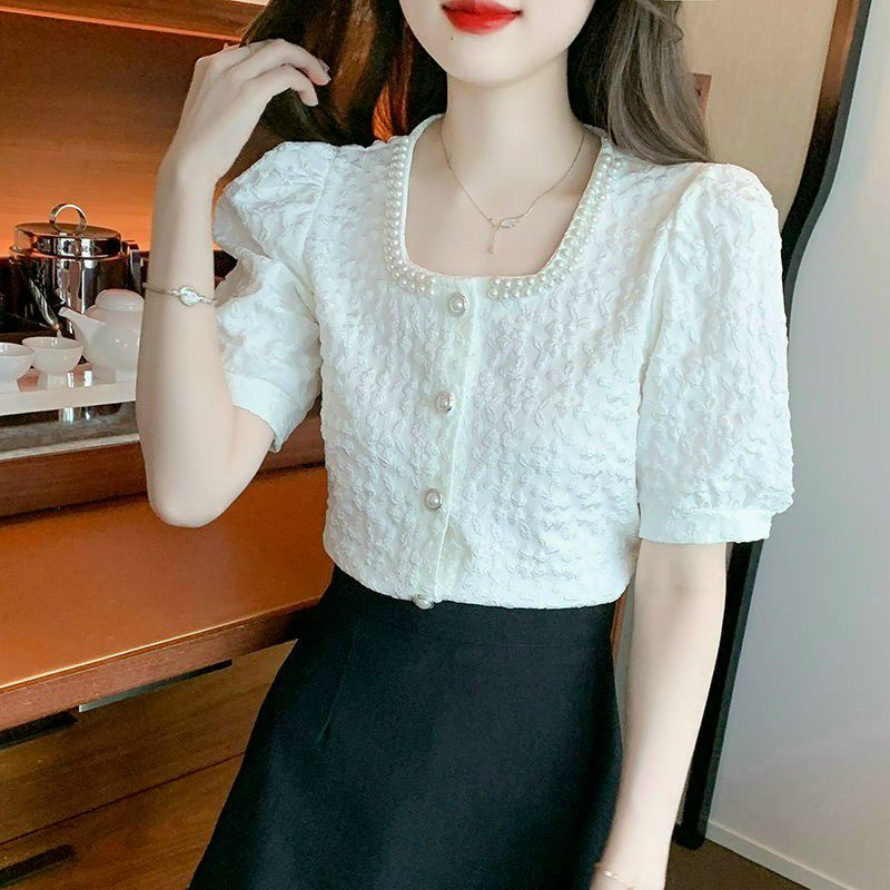 Áo Kiểu Chất Xốp Cổ Viền Ngọc Xinh Xắn M25