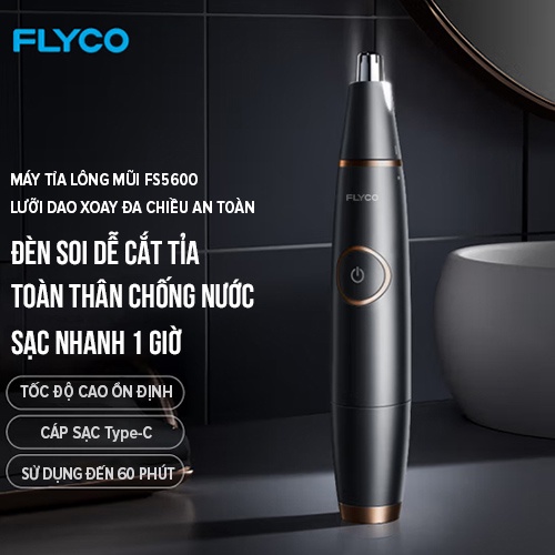 [Tặng Máy Tỉa Lông Mũi] Máy Tỉa Lông Mũi Flyco FS5600VN Kháng Nước IPX7 Sạc Nhanh 1 Giờ - Hàng Chính Hãng