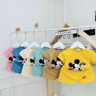 Bộ cộc tay cho bé, bộ tăm lạnh micky màu sắc tươi sáng cho bé trai bé gái từ 8 - 18kg