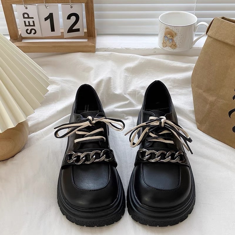 Giày oxford da đế dày phong cách retro Pháp muffin ngọt ngào thoáng mát giày mũi to Mary Jane cho nữ