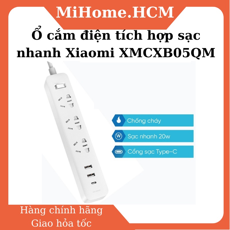Ổ cắm điện tích hợp sạc nhanh 20w 2A1C Xiaomi XMCXB05QM (2 cổng USB, 1 cổng Type-C)
