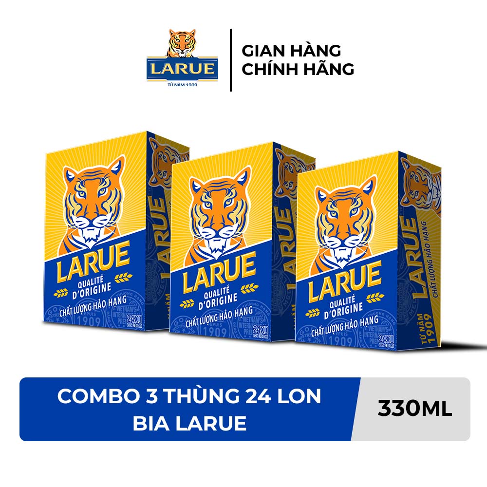 HỎA TỐC HCM - Combo 3 Thùng 24 lon bia Larue 330ml/lon