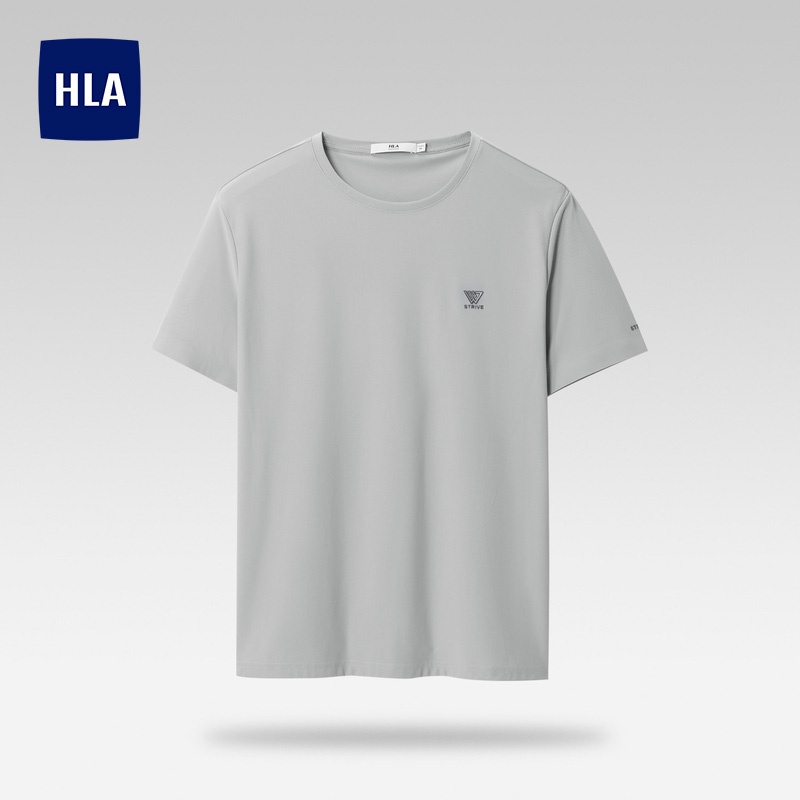 HLA - Áo thun nam ngắn tay logo Strive co giãn cao cấp Elastic comfortable round neck T-shirt