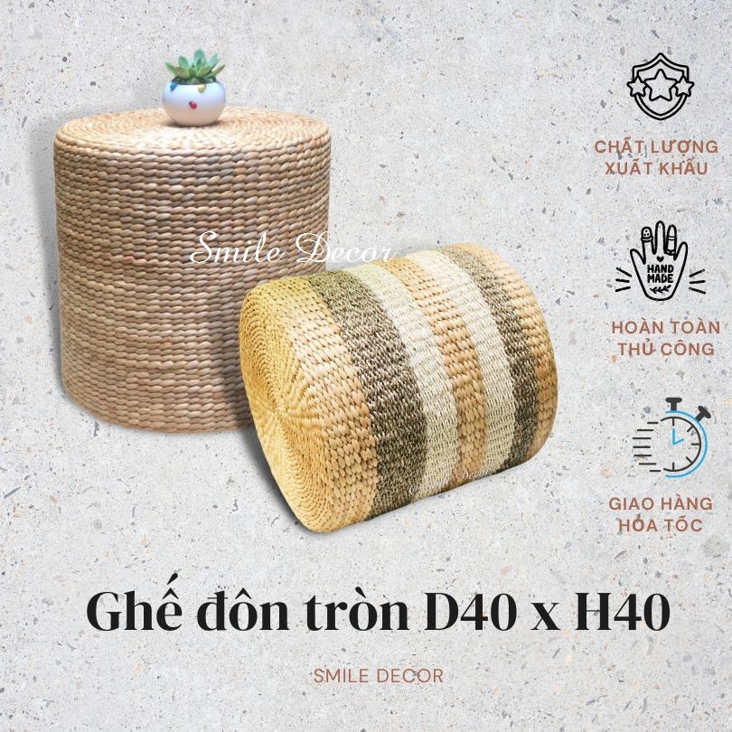 Ghế đôn sofa, đôn tròn ngồi bàn trang điểm Smile Decor trang trí homestay , glamping