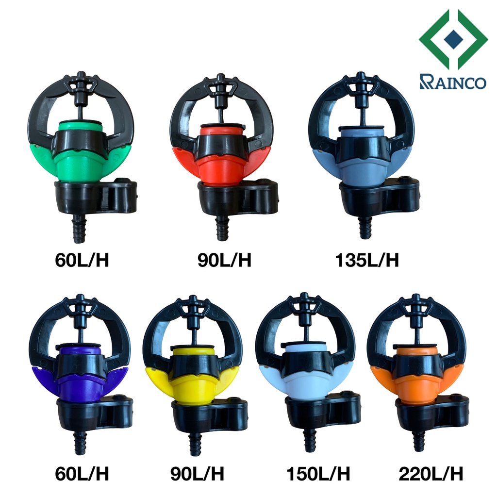 Bộ Béc Tưới Cây Phun Mưa Bù Áp/Không Bù Áp Chống UV - Bạc Màu Rainco RX800 Kèm Đuôi