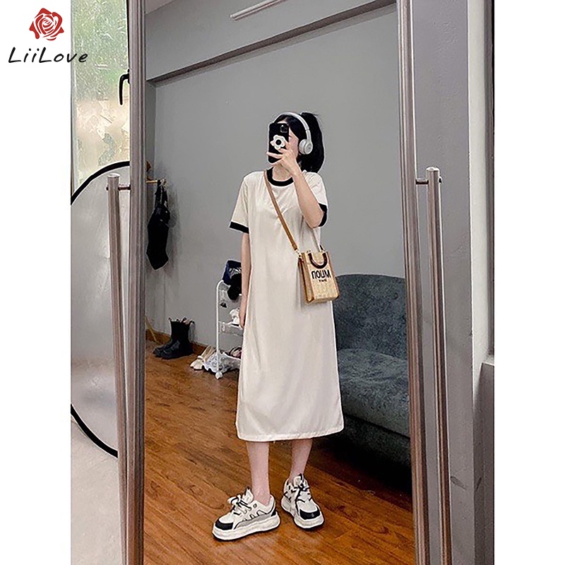 Váy suông nữ chất len tăm lạnh siêu mát có 2 túi sườn mặc ở nhà đi chơi LiiLove VAY20