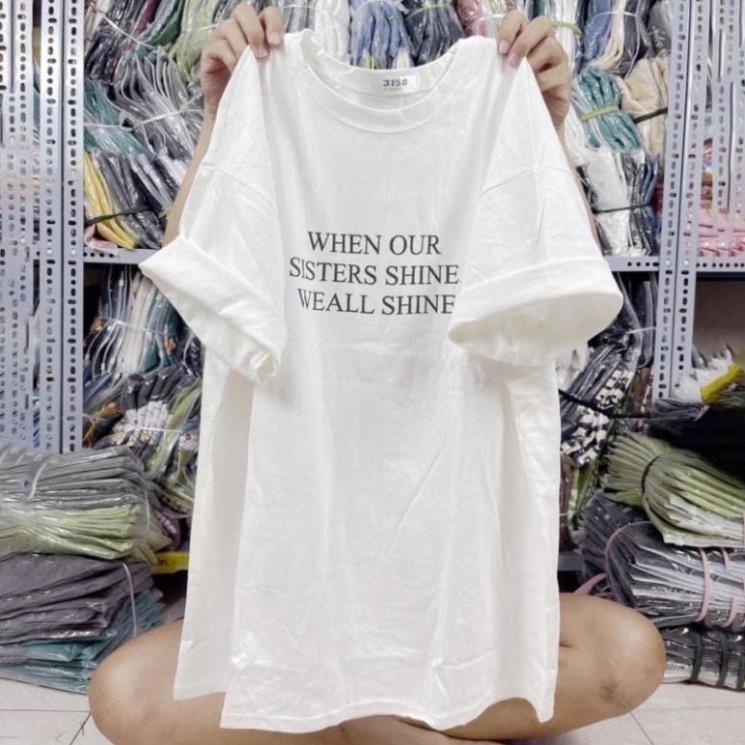 [Rẻ Vô Địch] Áo Thun 3158 Cotton Khô Form Rộng Nam Nữ Unisex In Chữ WHENOUR