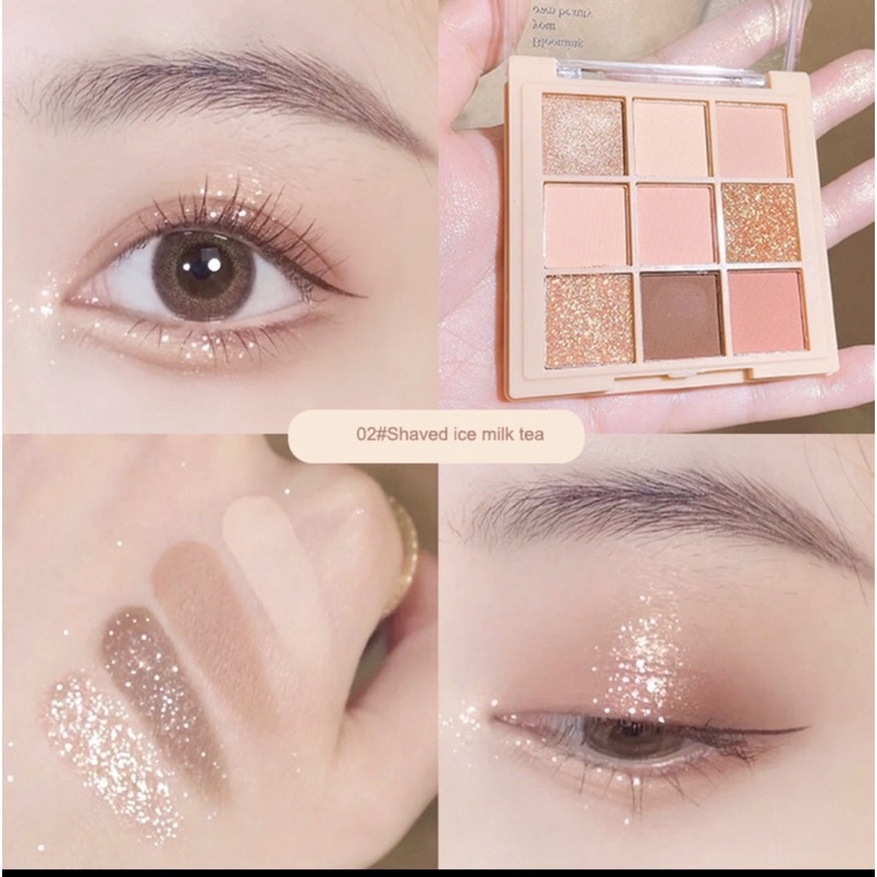 Bảng phấn mắt 9 màu Earth color Matter sequins Eyeshadow palwtte trang điểm sinh viên