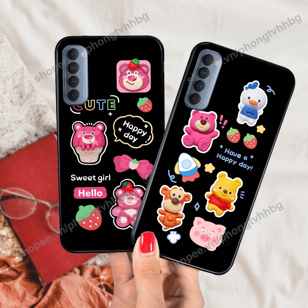 Ốp lưng Oppo Reno3 / Reno3 Pro / Reno 3 GẤU DÂU chi bi hoạt hình cute siêu rẻ