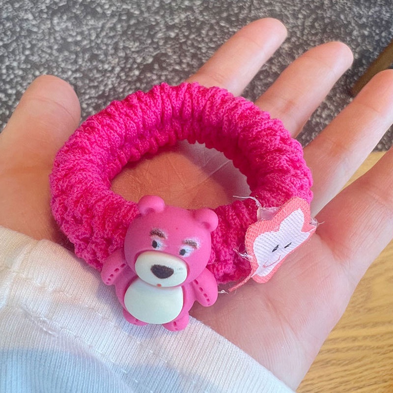 MVP2958 Dây cột tóc Losto co giãn hình gấu dâu hoạt hình xinh xắn phong cách Hàn Quốc dành cho nữ