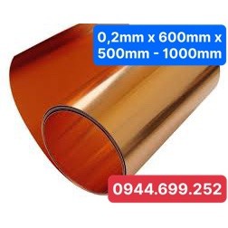 Đồng tấm lá đỏ , dày 0,2mm , rộng 60cm , dài 50cm - 1m