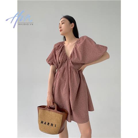 Đầm Ngắn Dáng Rộng Cổ Chữ v Phong Cách Pháp Thời Trang Mùa Hè 2023 Mới