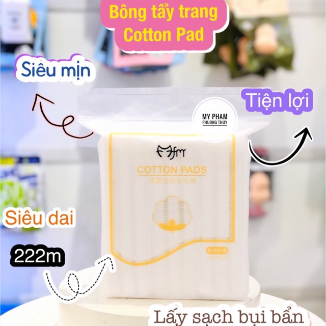 Bông Tẩy Trang Mèo 3 lớp Cotton Pads 222 miếng dày dặn, mềm mịn chính hãng