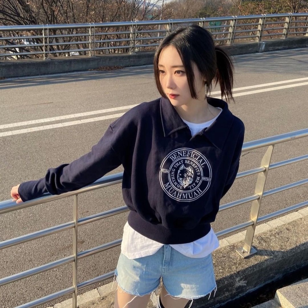 Áo sweater Muahmuah Collar Cropped order chính hãng Hàn Quốc