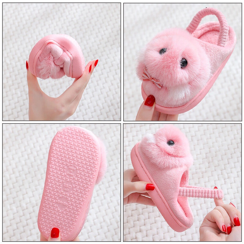 SUPER KIDS Dép Bông Đi Trong Nhà Chống Trượt Hình Thỏ Dễ Thương Cho Bé