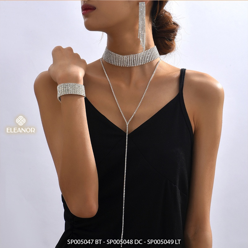Bông tai dây chuyền vòng tay nữ dáng dài Eleanor Accessories bộ trang sức đính đá phụ kiện trang sức 5047