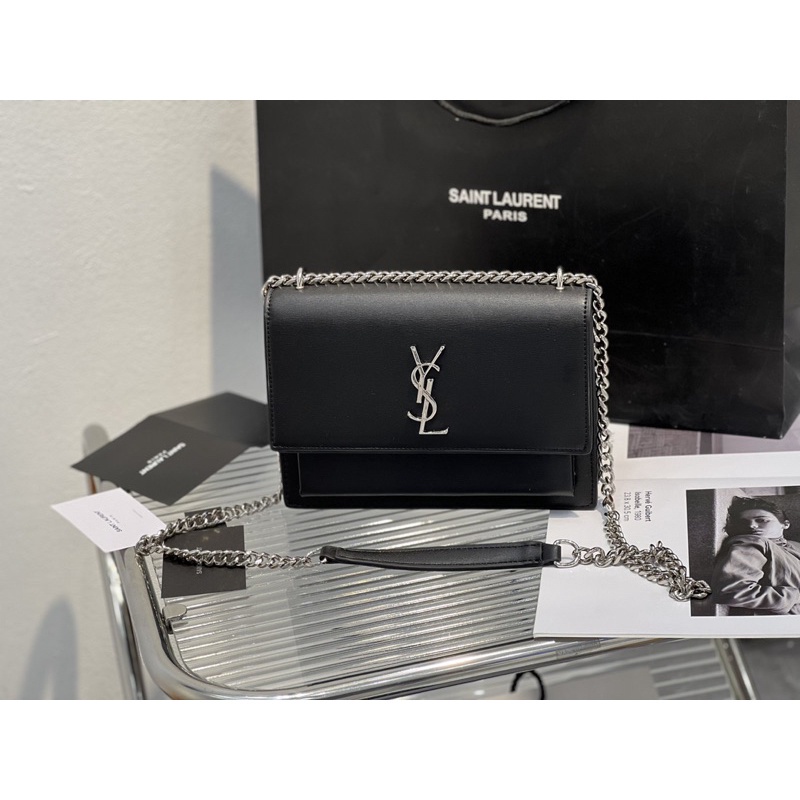 Túi Xách YSL SUNSET FLAP Khoá Bạc Size 22  -  By Willow.luxury