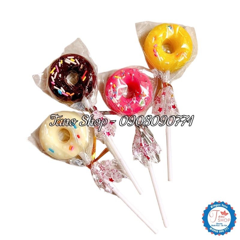 Một que kẹo mút hình bánh Donut xinh xắn - Hongkong, ăn vặt ngon rẻ TaNo