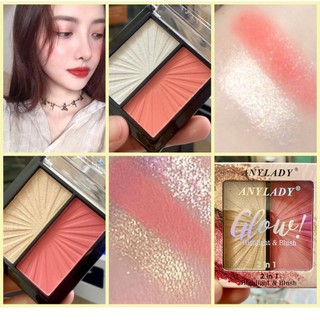 Phấn má hồng + bắt sáng any lady 2 in 1 #855