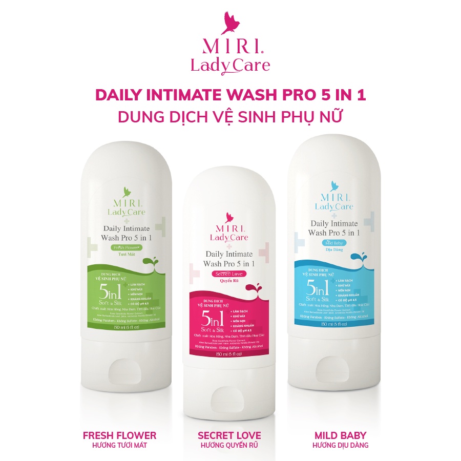 DAILY INTIMATE WASH PRO 5 IN 1 - DUNG DỊCH VỆ SINH PHỤ NỮ 5 TRONG 1 MIRI 150ml