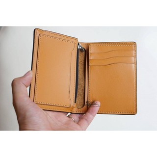 Ví da bò nappa màu vàng bò, ví da thật sang trọng babu handmade mwl288