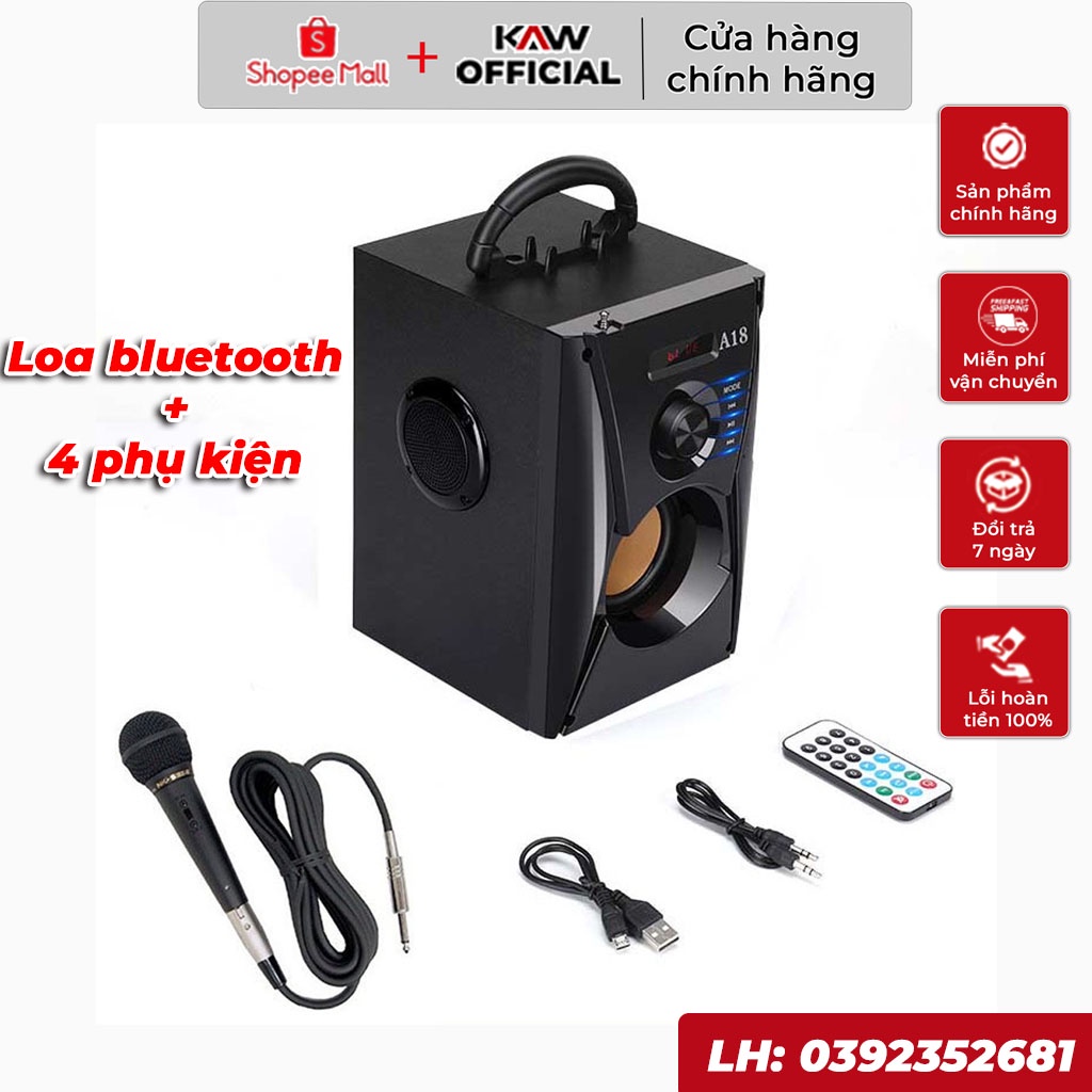 [ Tặng Mic ] Loa Karaoke Kèm Mic, Loa Nghe Nhạc Bluetooth A300/A18 Cao cấp chính hãng